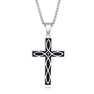 Titanium Steel Cross Pendant Necklace for Men Women,Punk Hip Hop Necklace